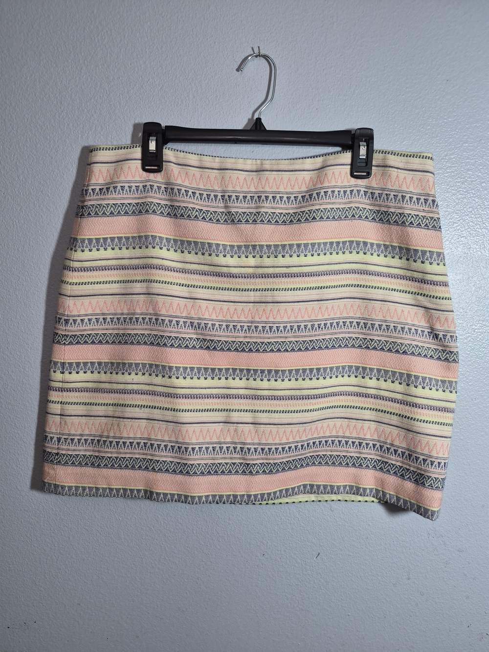 LOFT Classic Striped Mini Skirt Lined - Peach, Cream & Gray Size 14 Y2K Retro